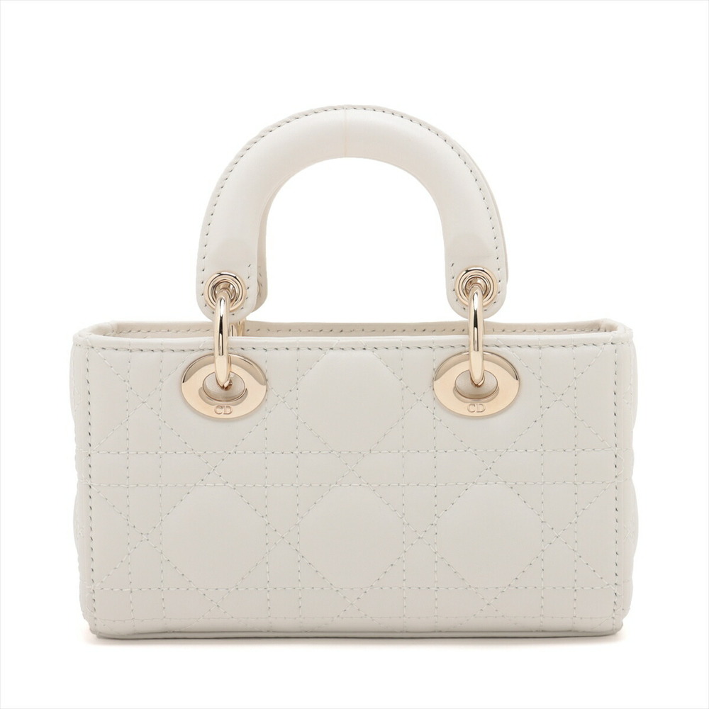 Christian Dior Lady Joy Micro Leather 2WAY Handbag White - Picture 2 of 10